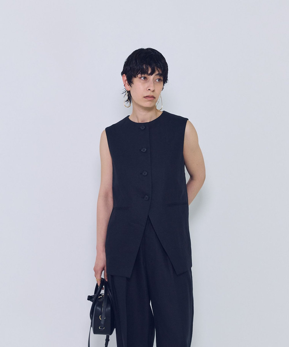 1er Arrondissement リネンペーパーヤーンへリンボンジレ ブラック