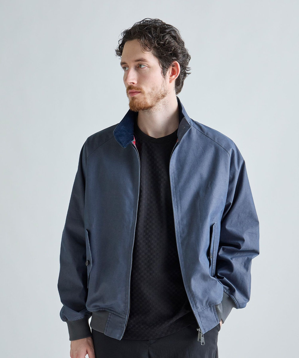 MEN'S BIGI リンクスジャカード 変形クルーネックロングTシャツ［抗菌防臭］ ブラック