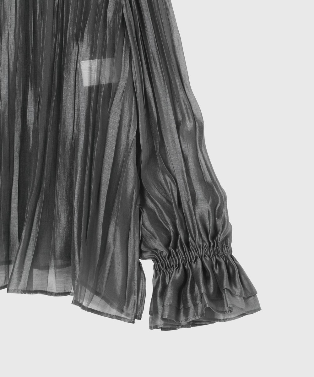DÉPAREILLÉ TENCEL ORGANDY PLEATS BLOUSE / テンセルオーガンジープリーツブラウス チャコールグレー