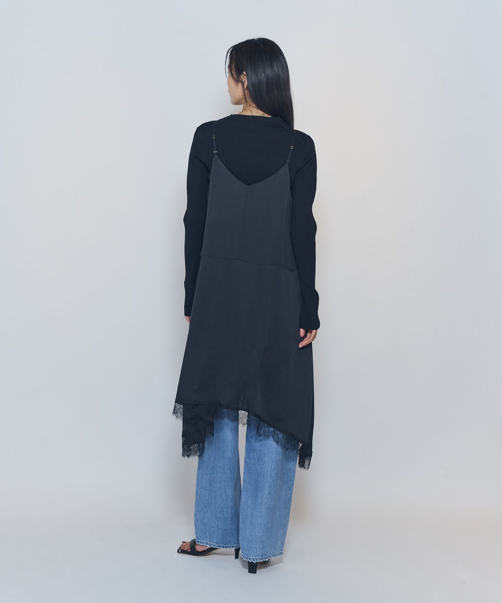 1er Arrondissement ライトダブルサテンランジェリードレス ブラック