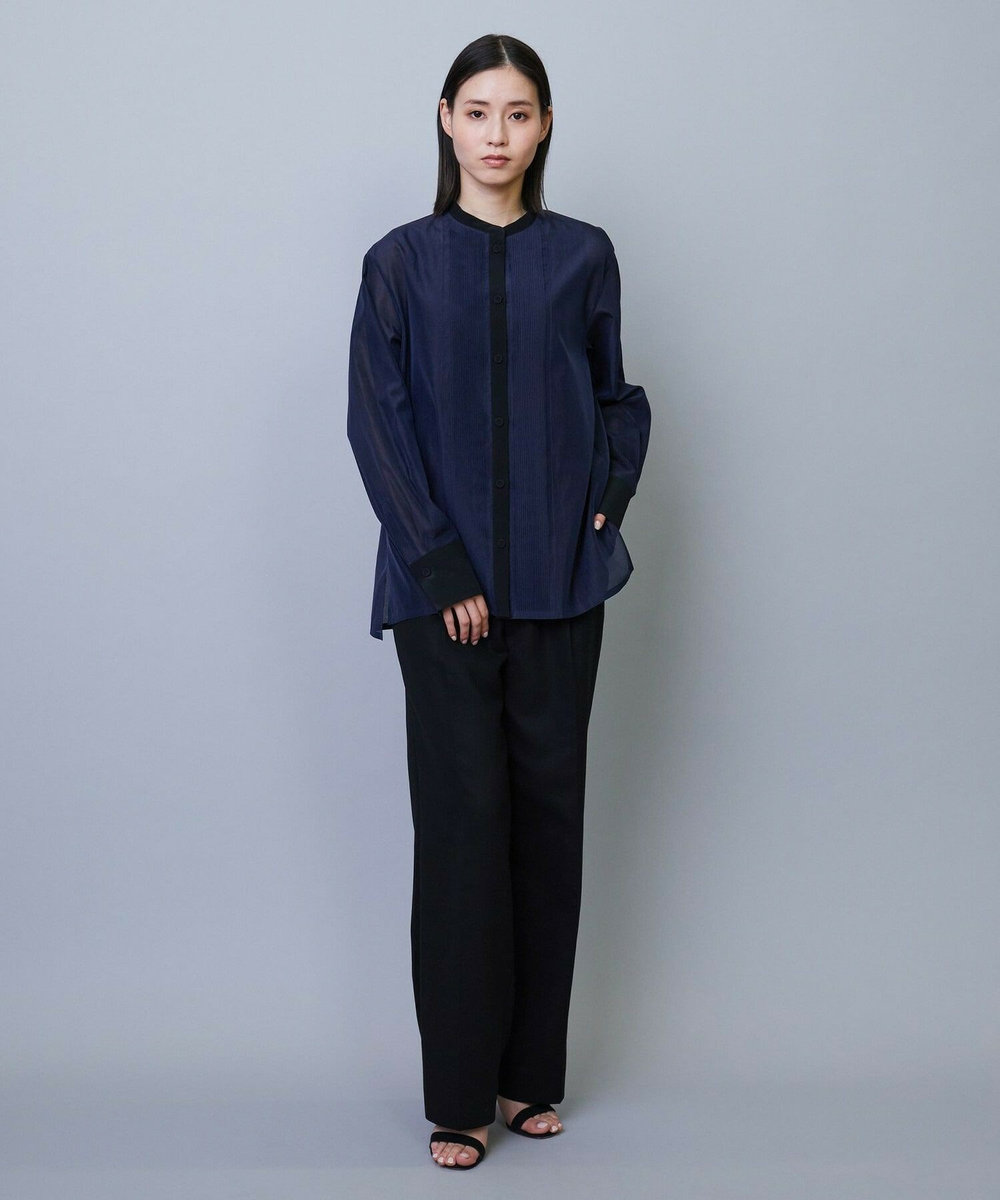 L'EQUIPE COUTURIER コットンシルクシャツ ネイビー