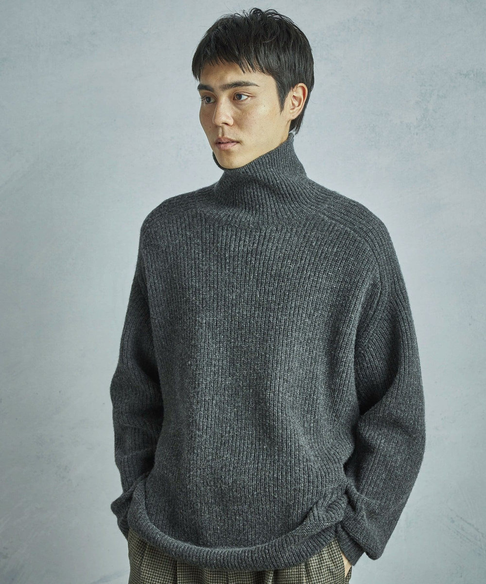 MEN'S BIGI 【50th Anniv . 菊池武夫】5G TURTLENECK KNIT チャコールグレー