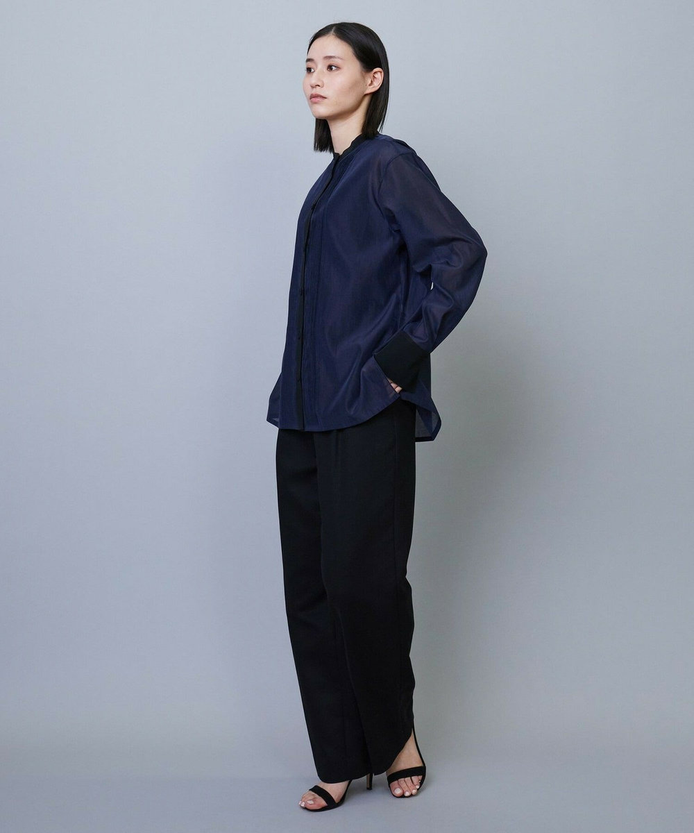 L'EQUIPE COUTURIER コットンシルクシャツ ネイビー