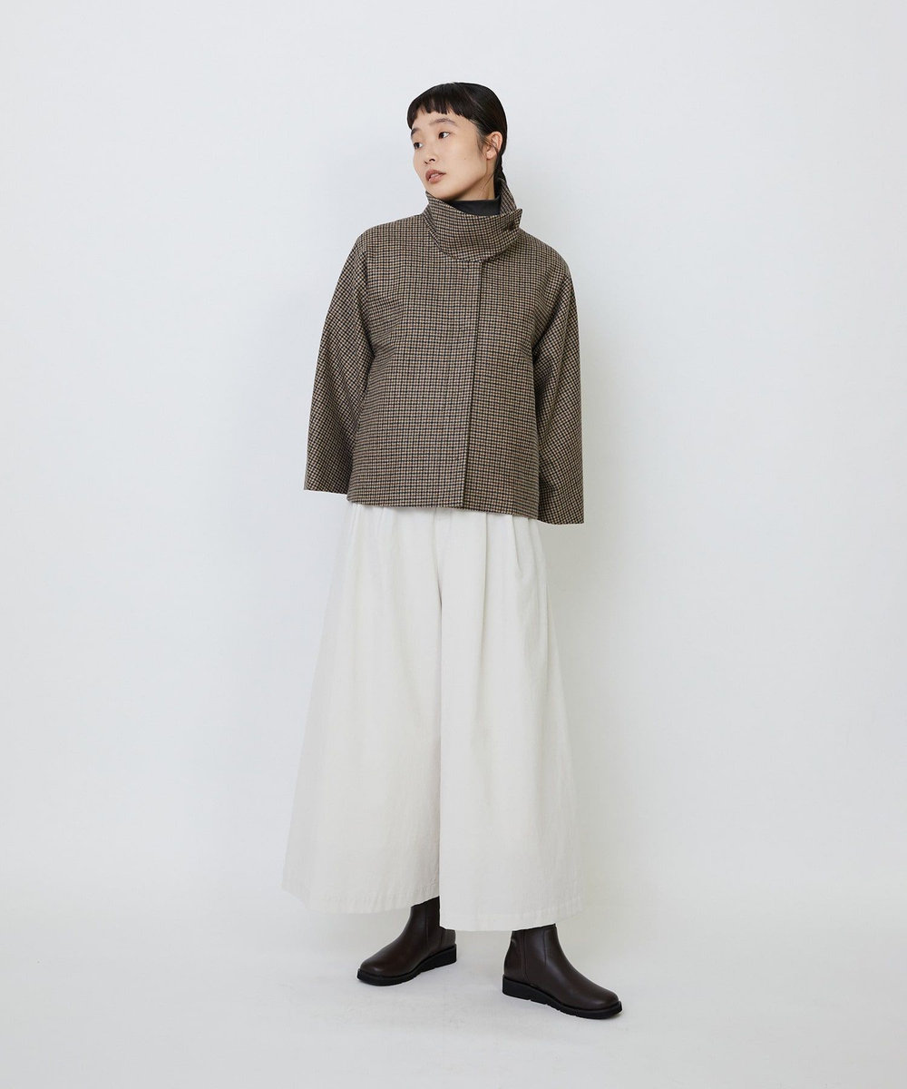 LOISIR Aラインショートジャケット チェック