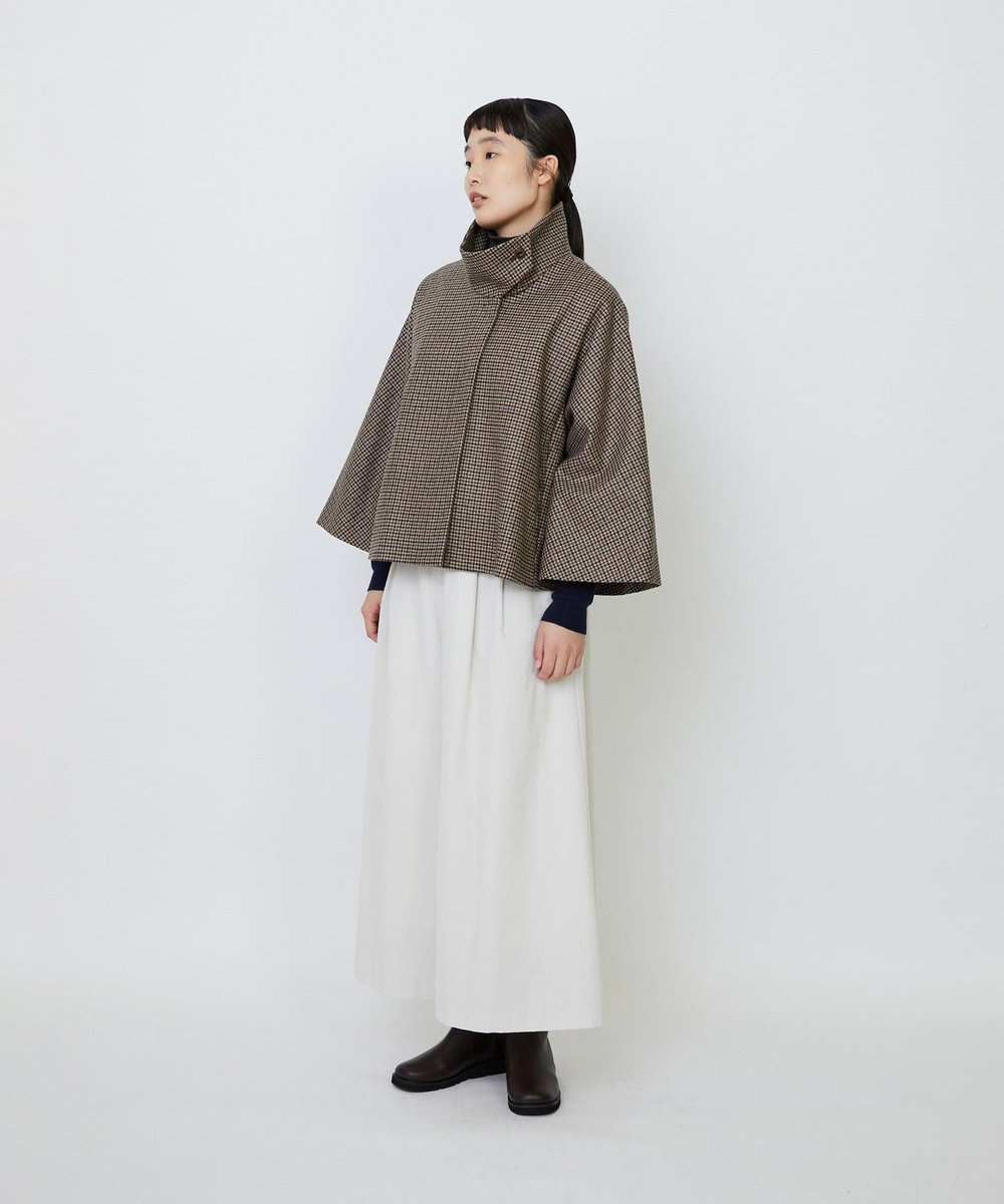 LOISIR Aラインショートジャケット チェック