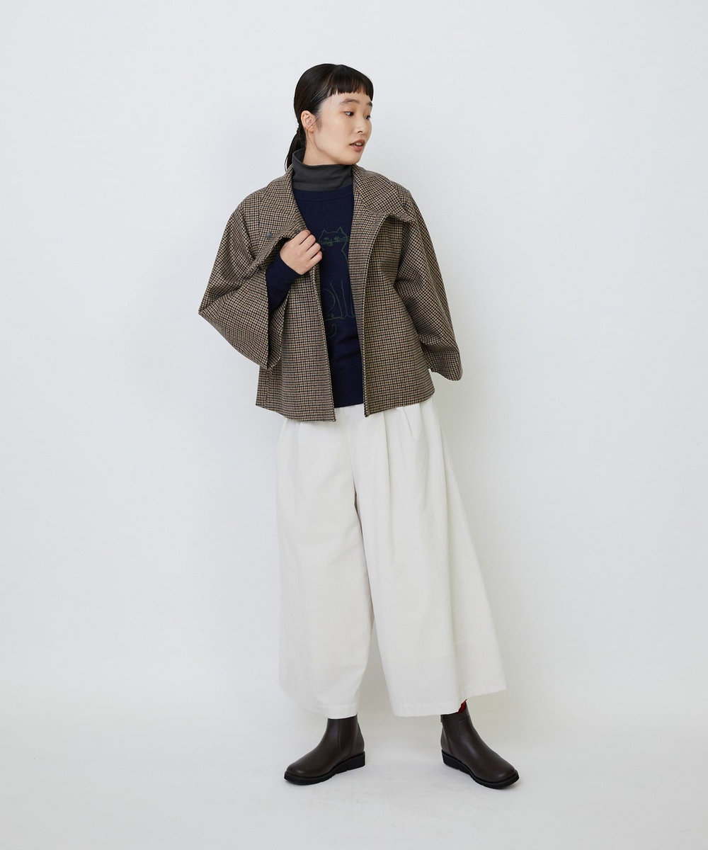 LOISIR Aラインショートジャケット チェック