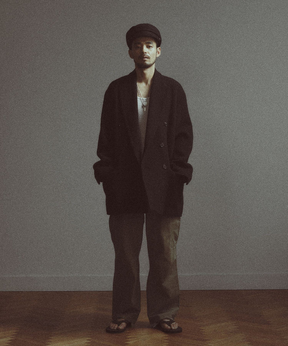 MEN'S BIGI 【BASED ON MEN'S BIGI HERITAGE】ブラックヘリンボーン コテージコート ブラック