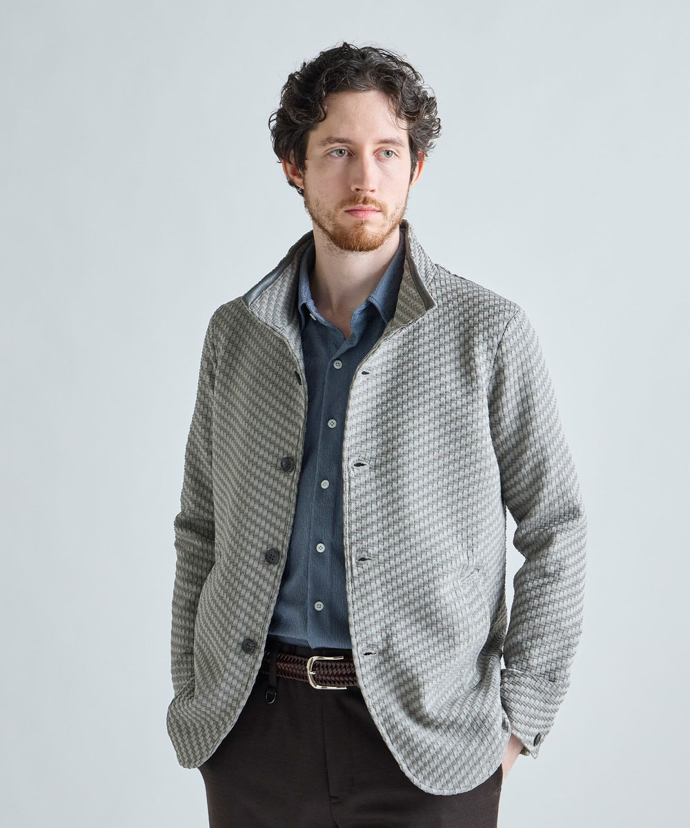 MEN'S BIGI ブリスターニットジャカード スタンドジャケット グレー系その他