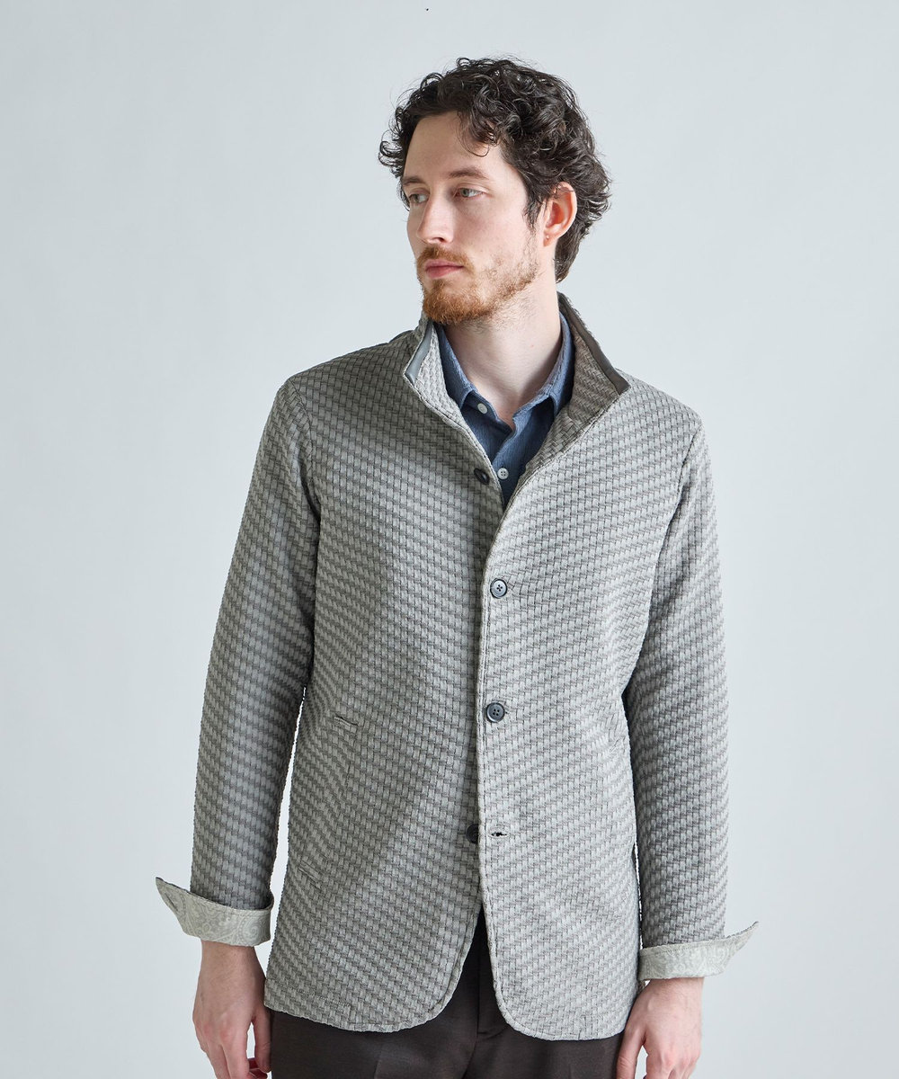 MEN'S BIGI ブリスターニットジャカード スタンドジャケット グレー系その他