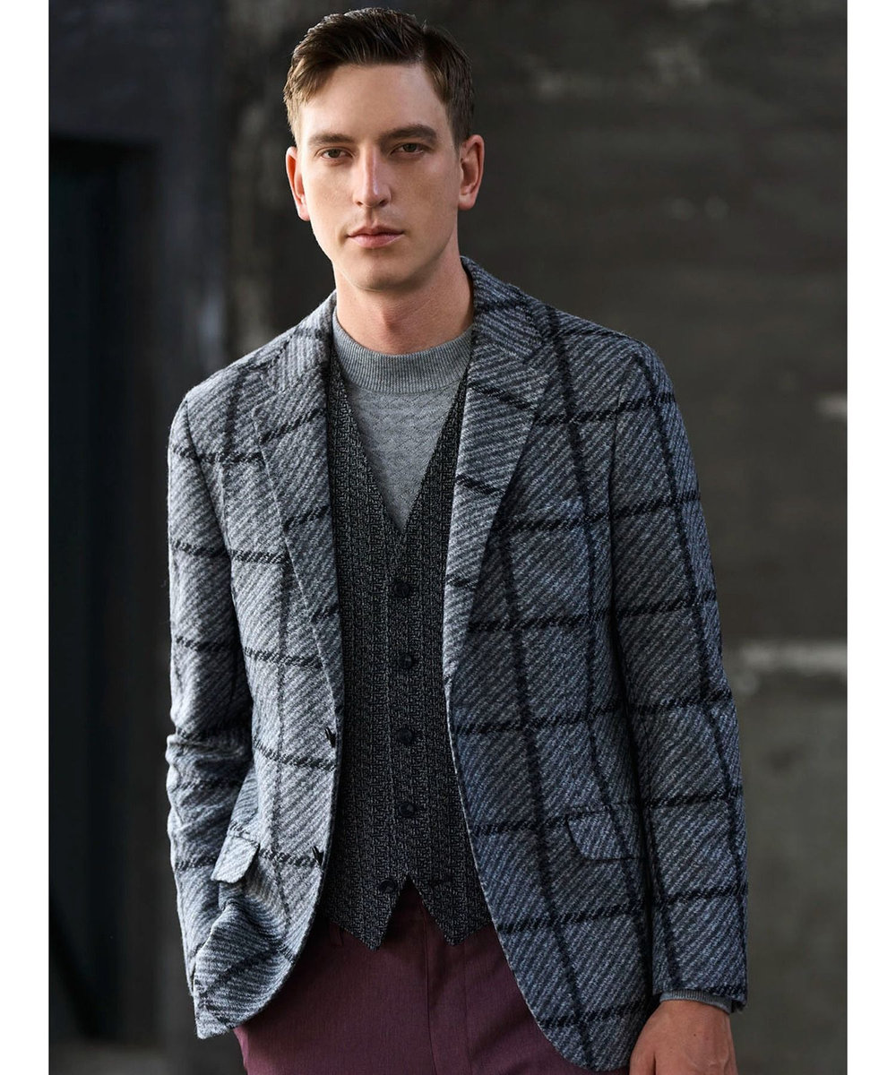 MEN'S BIGI 【LANIFICIO ROMA】ジャージテーラードジャケット グレー系その他