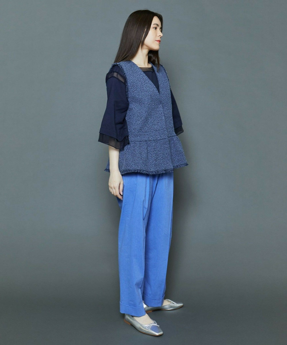 MOGA Collection [MOGA Collection]綿麻ナチュラストレッチパンツ ブルー