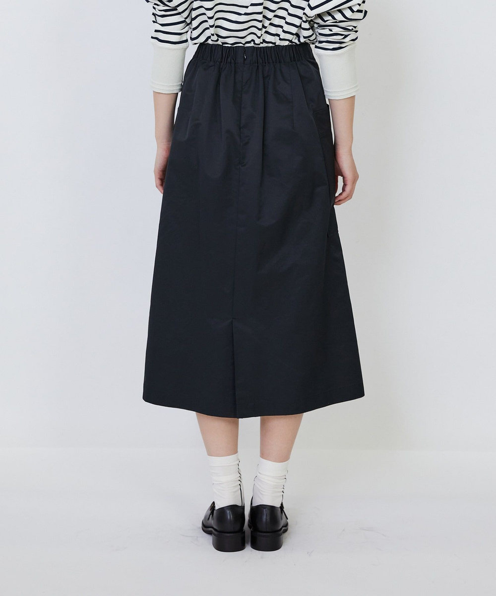 LOISIR 【MTサイズ有り】エステルコットンタフタミモレスカート ブラック