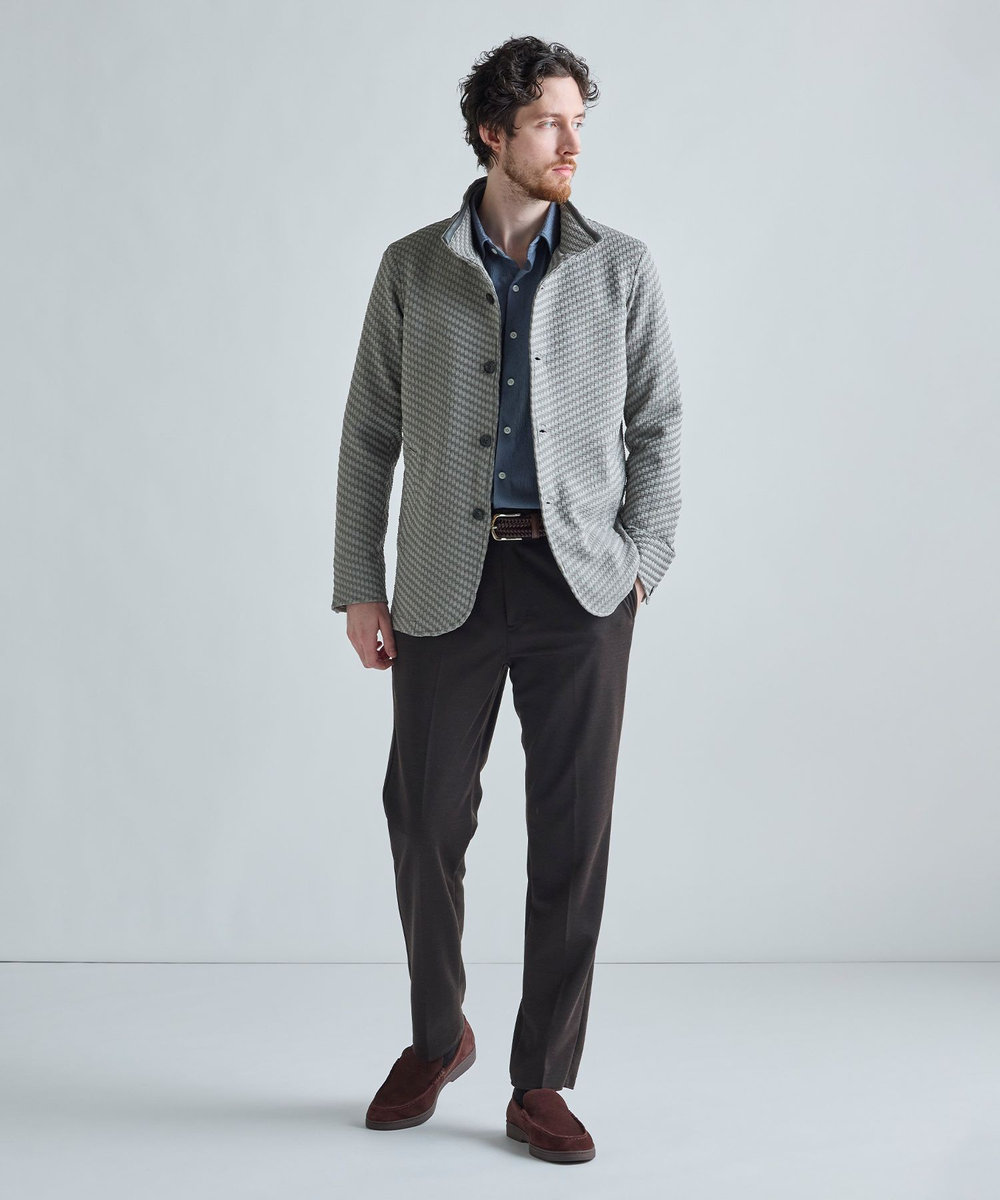 MEN'S BIGI ブリスターニットジャカード スタンドジャケット グレー系その他