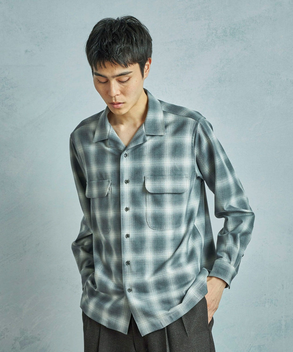 MEN'S BIGI ダブルポケットオンブレーチェックシャツ＜ストレッチ＞ グレー系その他