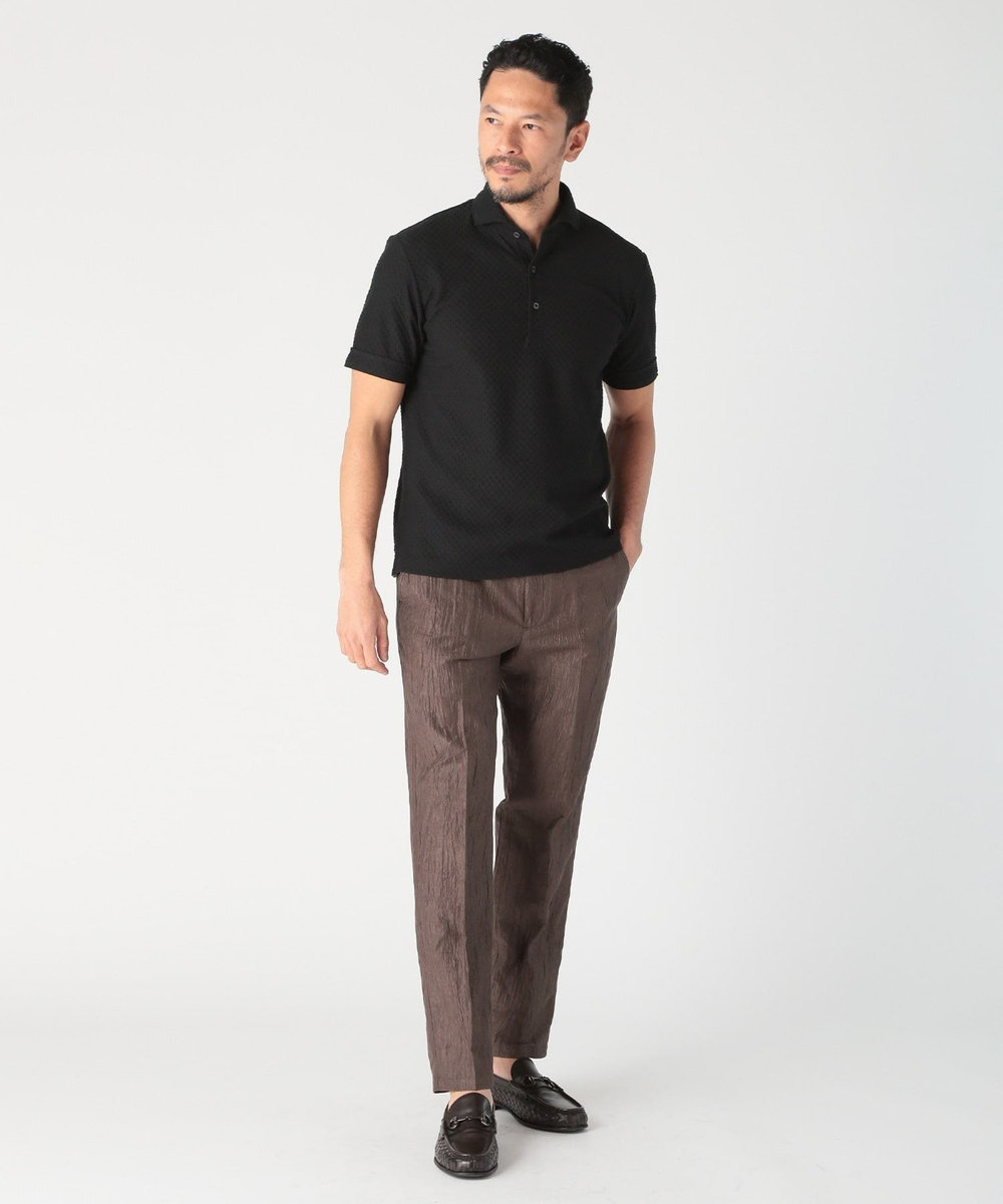MEN'S BIGI シャーリングジャカードポロシャツ ブラック