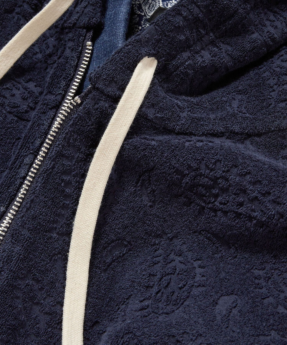 MEN'S BIGI 【Sea Green/シーグリーン】ペイズリー柄パイルジャカードパーカ ネイビー
