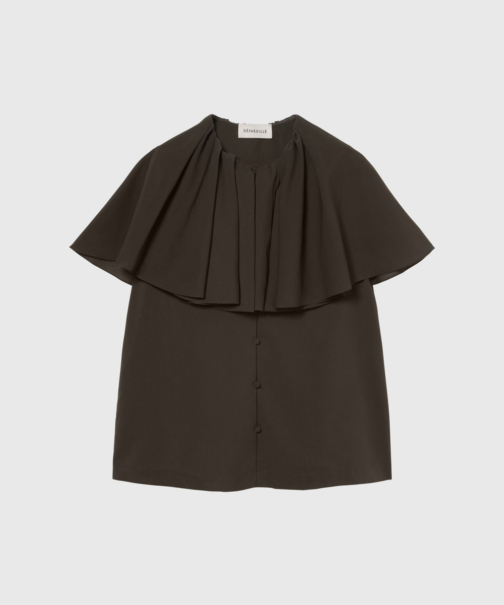 DÉPAREILLÉ 	DRY DUNGAREE SHORT SLEEVE BLOUSE / ドライダンガリーショートスリーブブラウス ブラウン