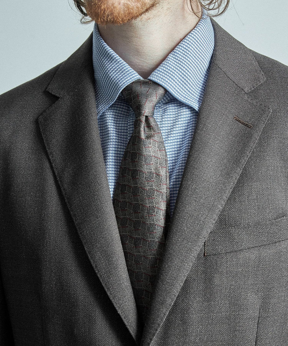 MEN'S BIGI 【TIE YOUR TIE/タイユアタイ】モダンジオメトリック柄ネクタイ ボルドー