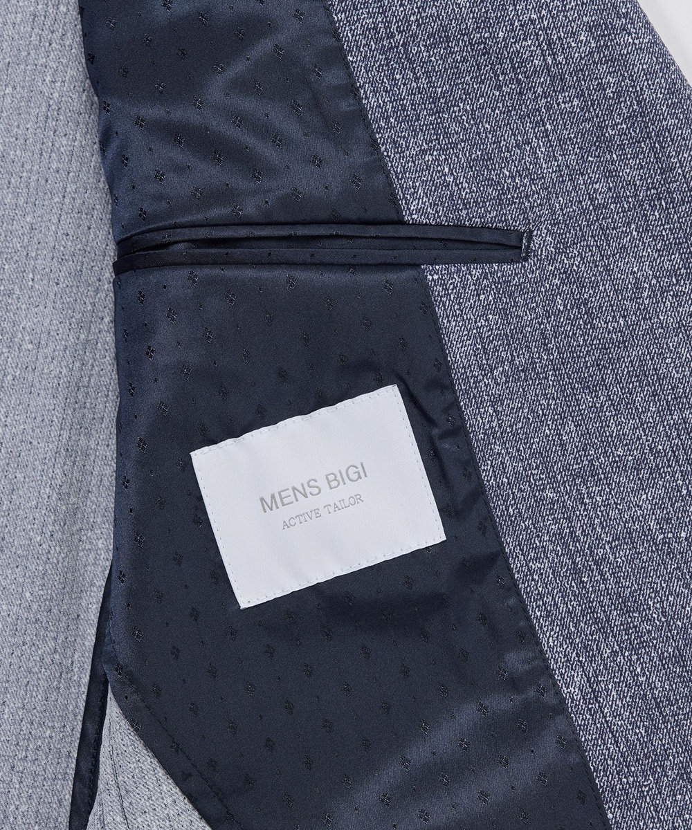 MEN'S BIGI 【ACTIVE TAILOR】Dot Air ヘリンボーン×千鳥格子/デニム柄 セットアップジャケット＜通気性/吸水速乾/ストレッチ＞ ブルー