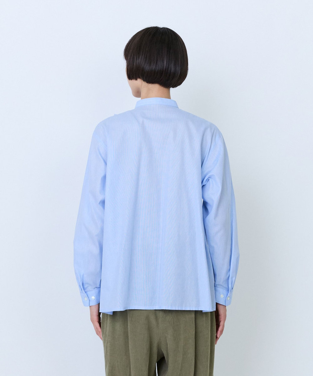 LOISIR フリルテクニックデザインブラウス サックスブルー