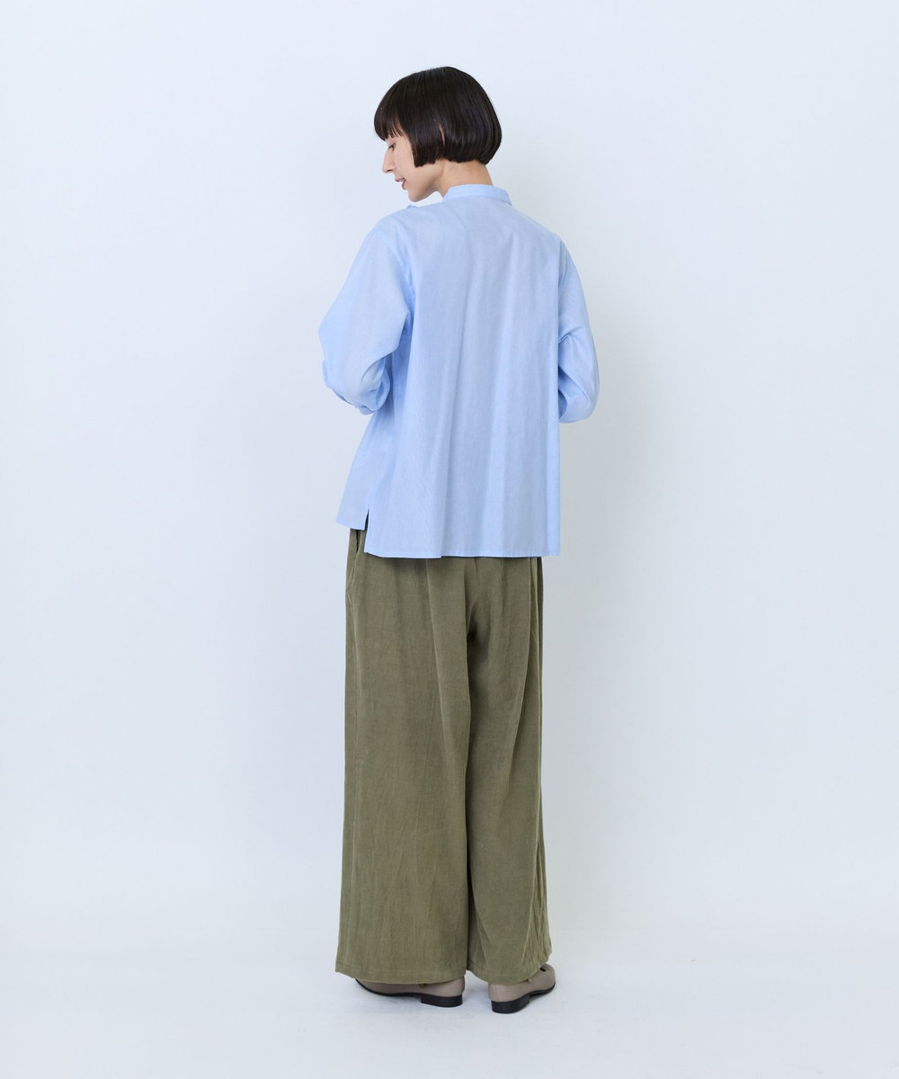 LOISIR フリルテクニックデザインブラウス サックスブルー