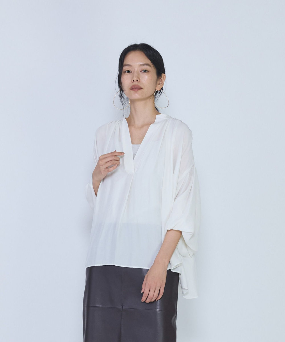 1er Arrondissement ギャザースキッパーブラウス オフホワイト