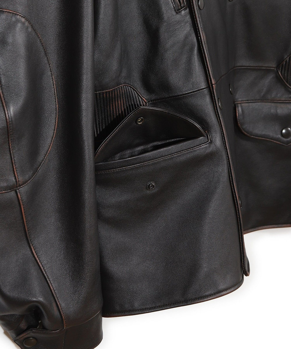 MEN'S BIGI 【50th Anniv . 菊池武夫】AGED SHEEPSKIN LEATHER JACKET ブラウン