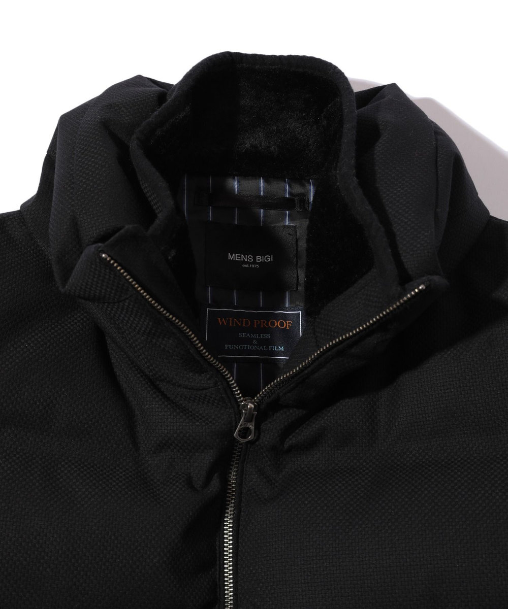 MEN'S BIGI マイクロブロックチェックボリュームネックダウン ブラック系その他