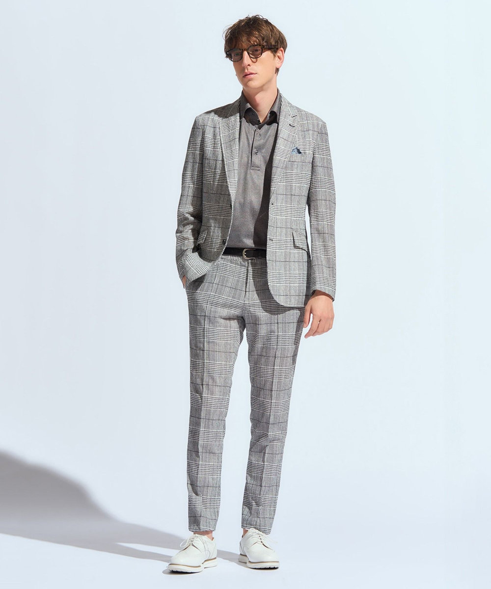 MEN'S BIGI 【ACTIVE TAILOR】COOL MAX ツイルプリントジャージポロシャツ ブラック系その他