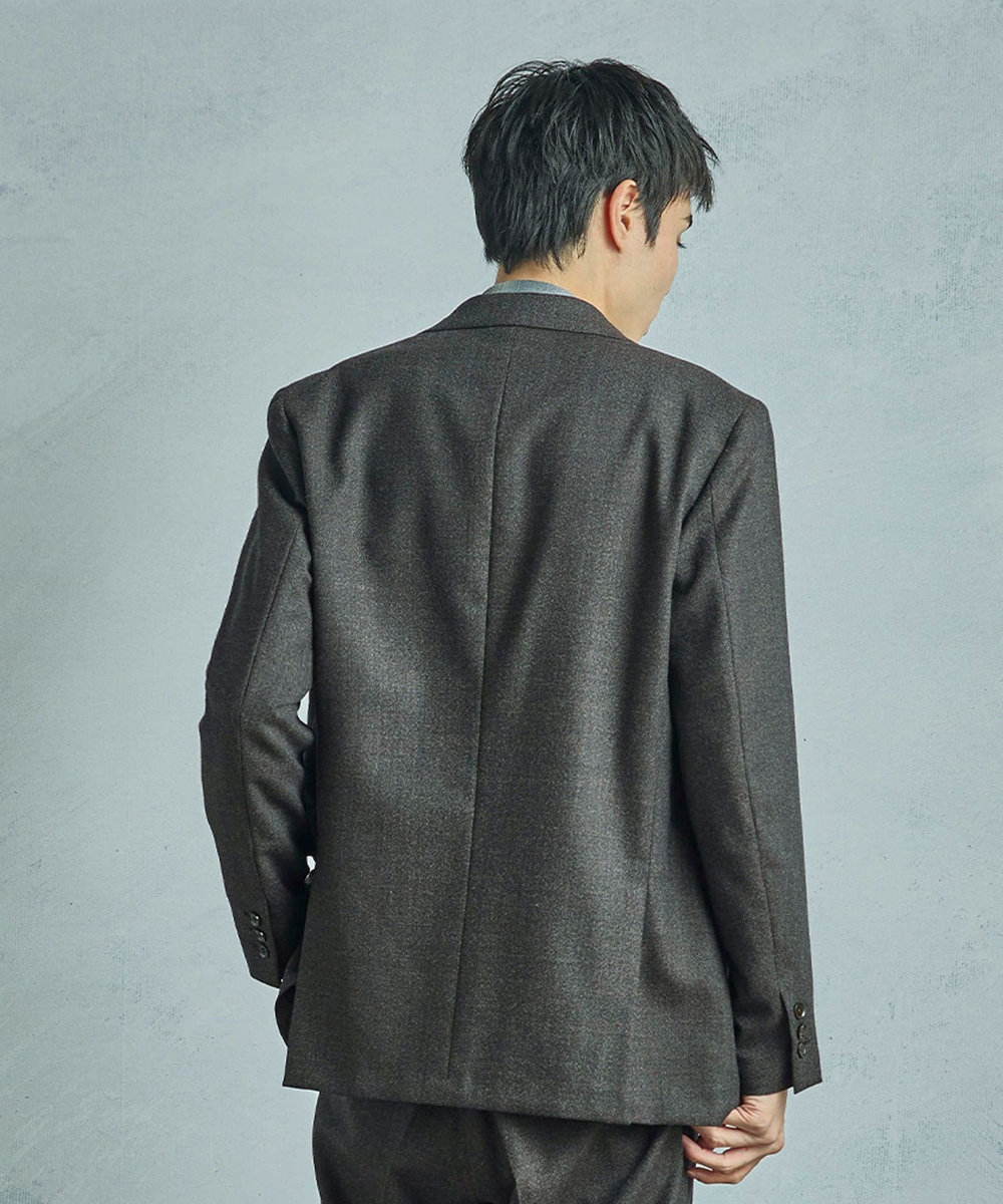 MEN'S BIGI メランジウール テーラードジャケット ブラウン