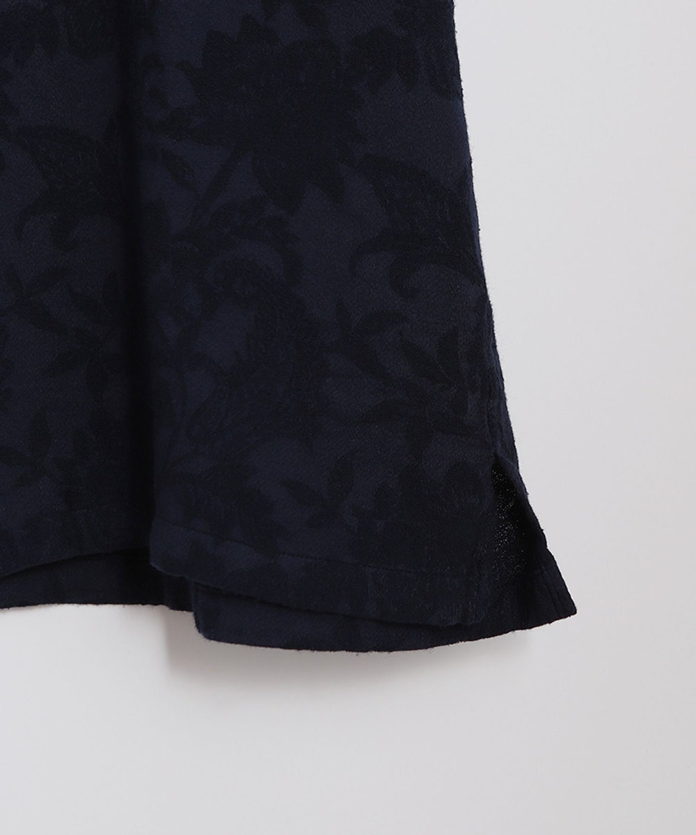 MEN'S BIGI ペイズリージャカード/透かし柄オープンカラー半袖シャツ ネイビー