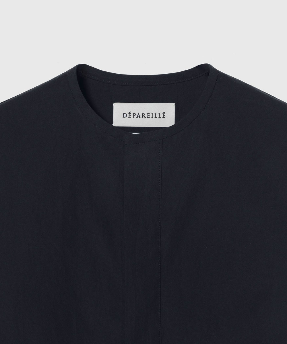 DÉPAREILLÉ COTTON RUFFLE HEM SLEEVELESS BLOUSE / コットンラッフルヘムスリーブブラウス ネイビー