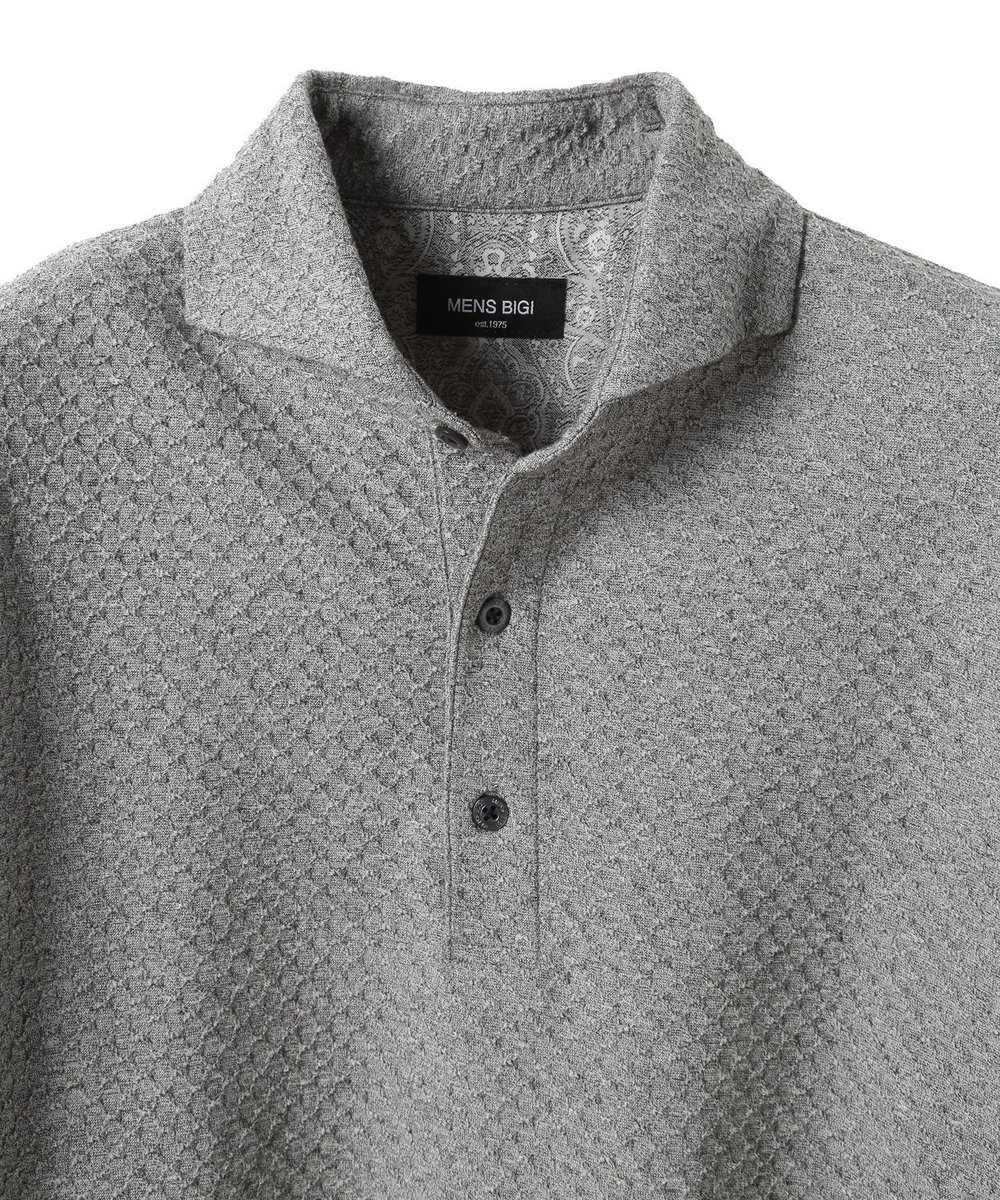 MEN'S BIGI シャーリングジャカードポロシャツ グレー