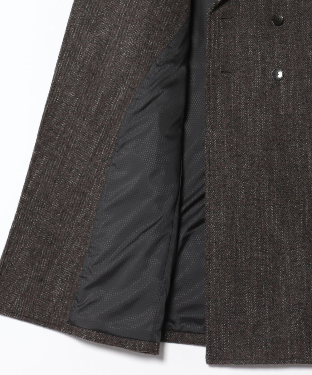 MEN'S BIGI ヴィンテージツイードダブルブレステッドコート ブラウン