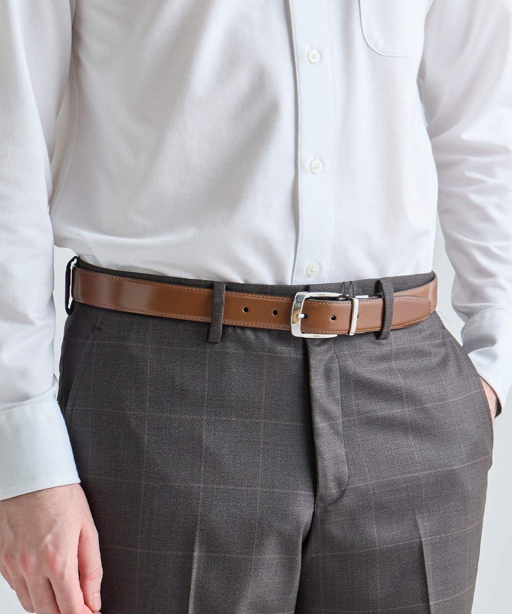 MEN'S BIGI アドバンレザーリバーシブルドレスベルト キャメル