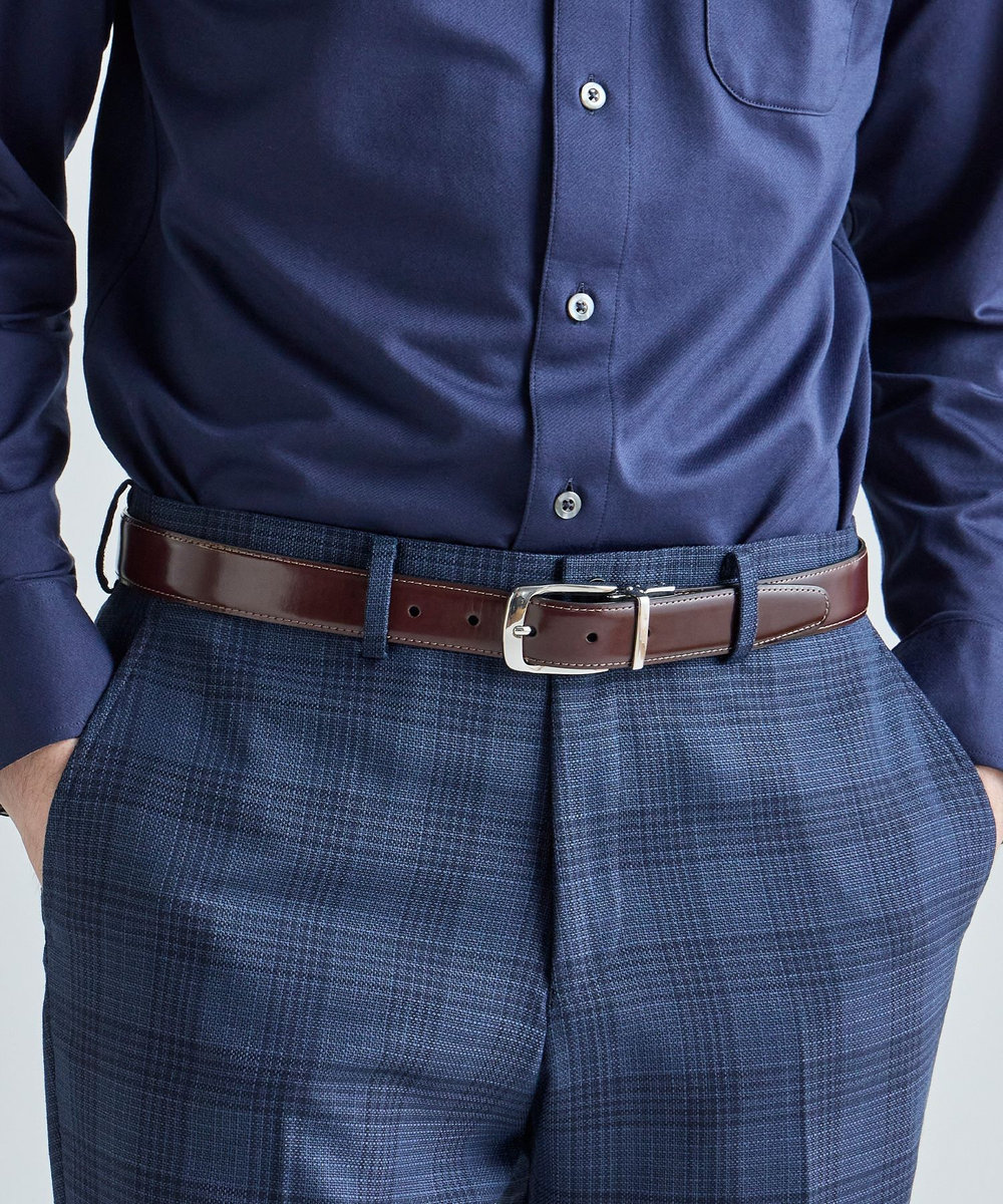 MEN'S BIGI アドバンレザーリバーシブルドレスベルト バーガンディー
