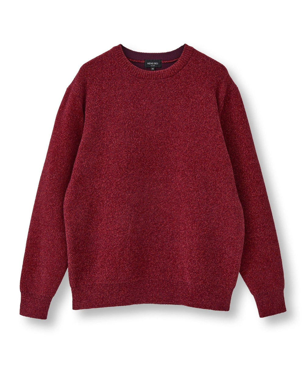 MEN'S BIGI メランジ調モールニット レッド