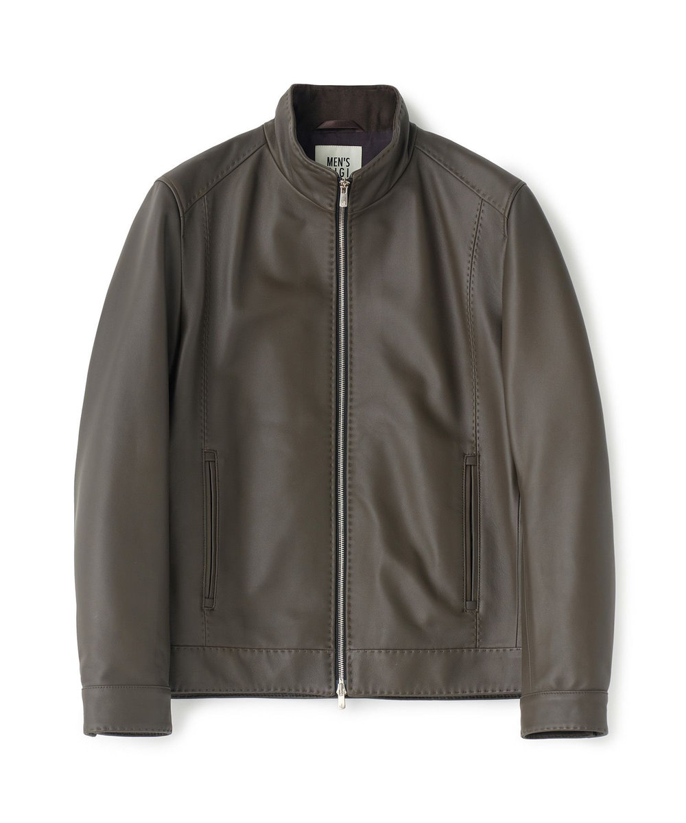 MEN'S BIGI エクセラファスナー ラムレザージャケット カーキ