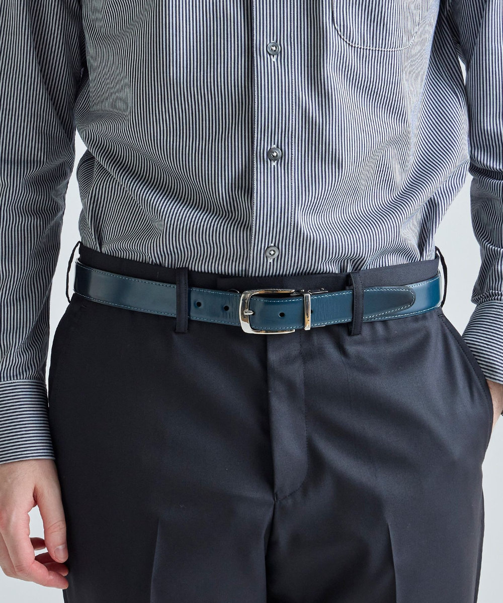 MEN'S BIGI アドバンレザーリバーシブルドレスベルト ネイビー