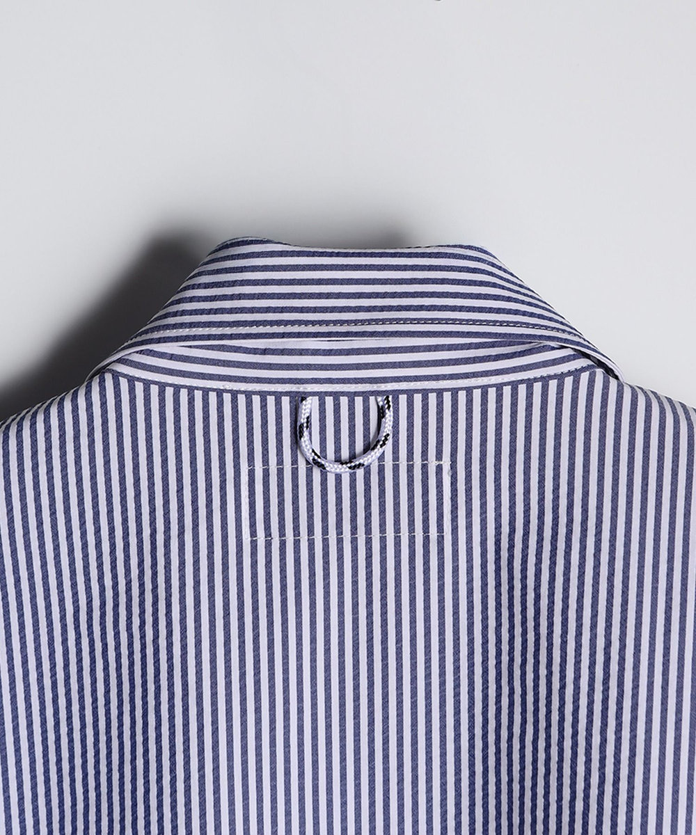 MEN'S BIGI 4WAYサッカーストライプシャツ<ストレッチ><EASY CARE> ブルー