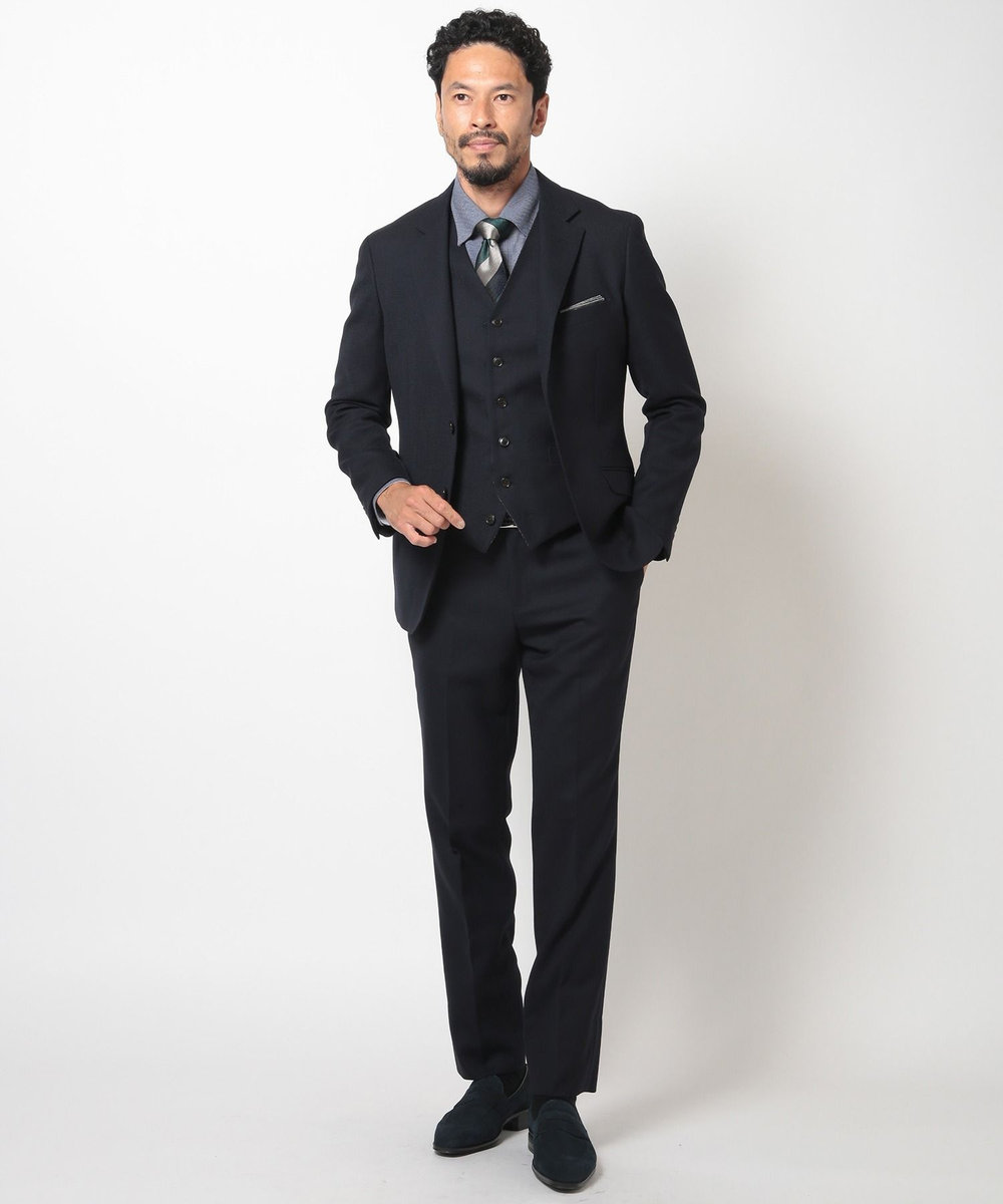 MEN'S BIGI 【ACTIVE TAILOR】ミックスヤーン/ホップサックジャケット＜セットアップ・スリーピース対応＞ ダークネイビー
