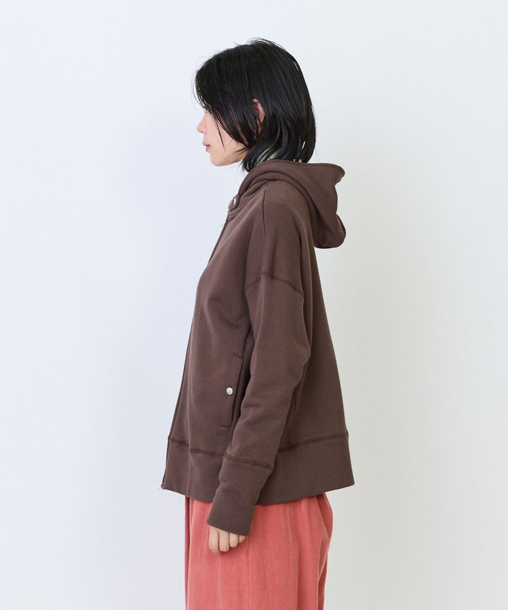 LOISIR 度詰め裏毛ジップフーディ ブラウン