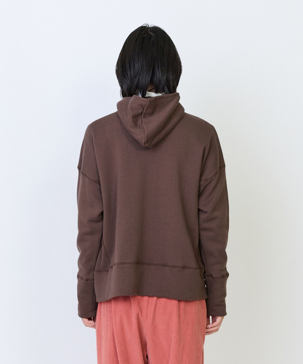LOISIR 度詰め裏毛ジップフーディ ブラウン
