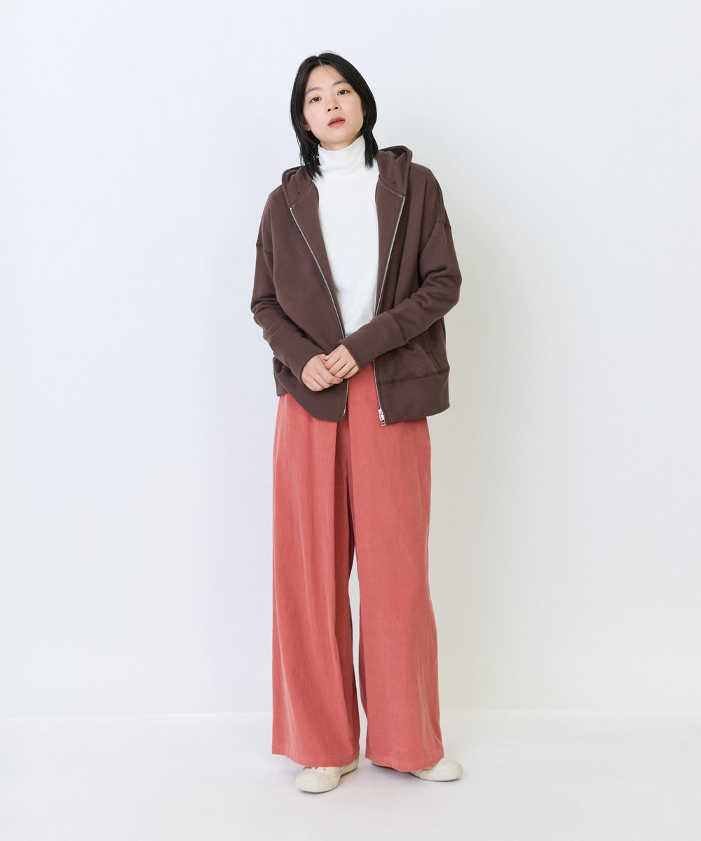 LOISIR 度詰め裏毛ジップフーディ ブラウン