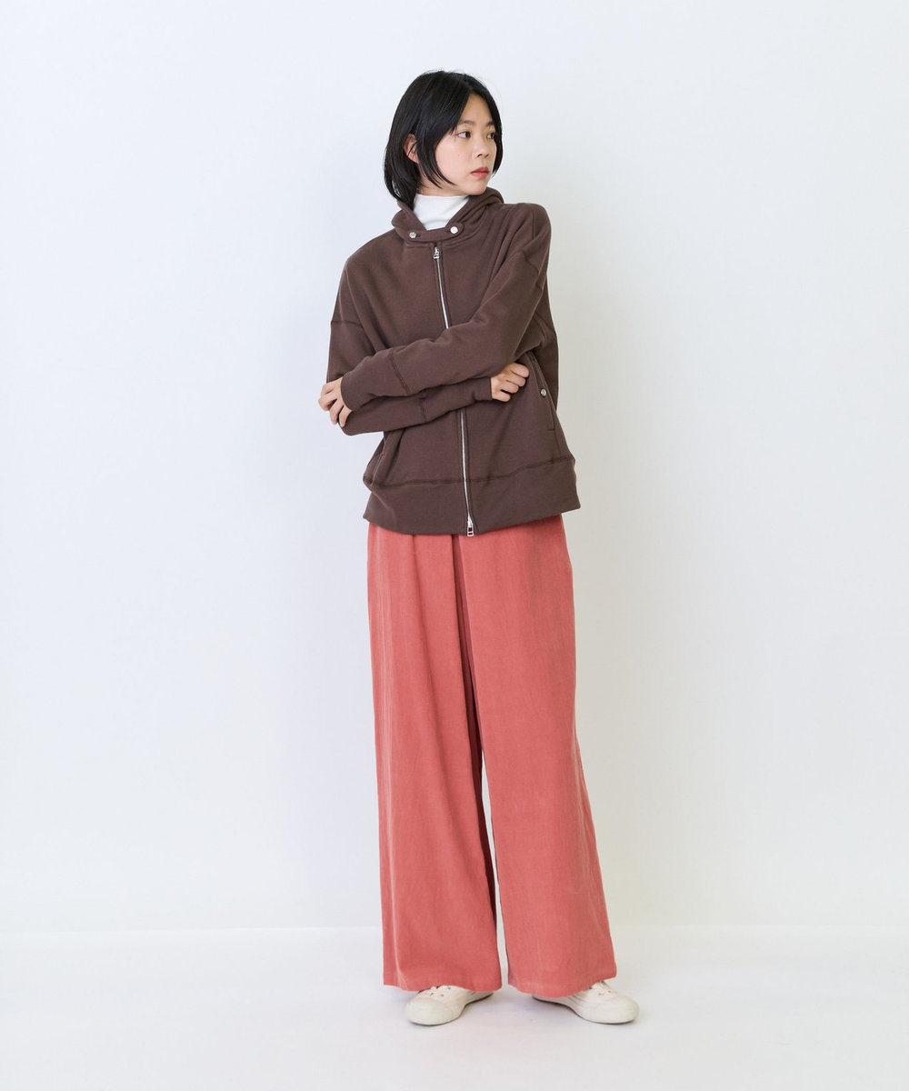 LOISIR 度詰め裏毛ジップフーディ ブラウン