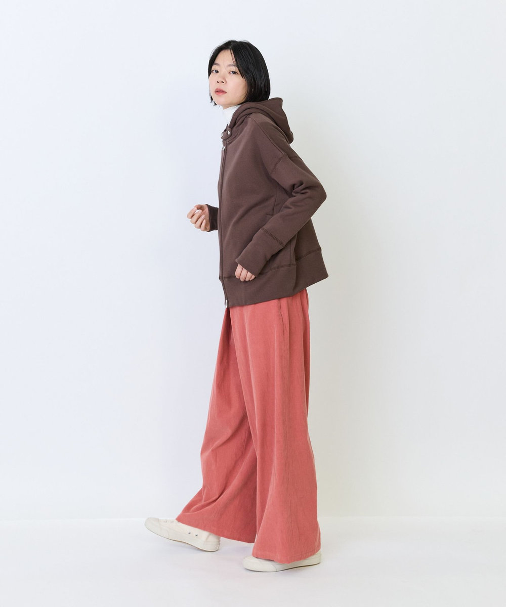 LOISIR 度詰め裏毛ジップフーディ ブラウン