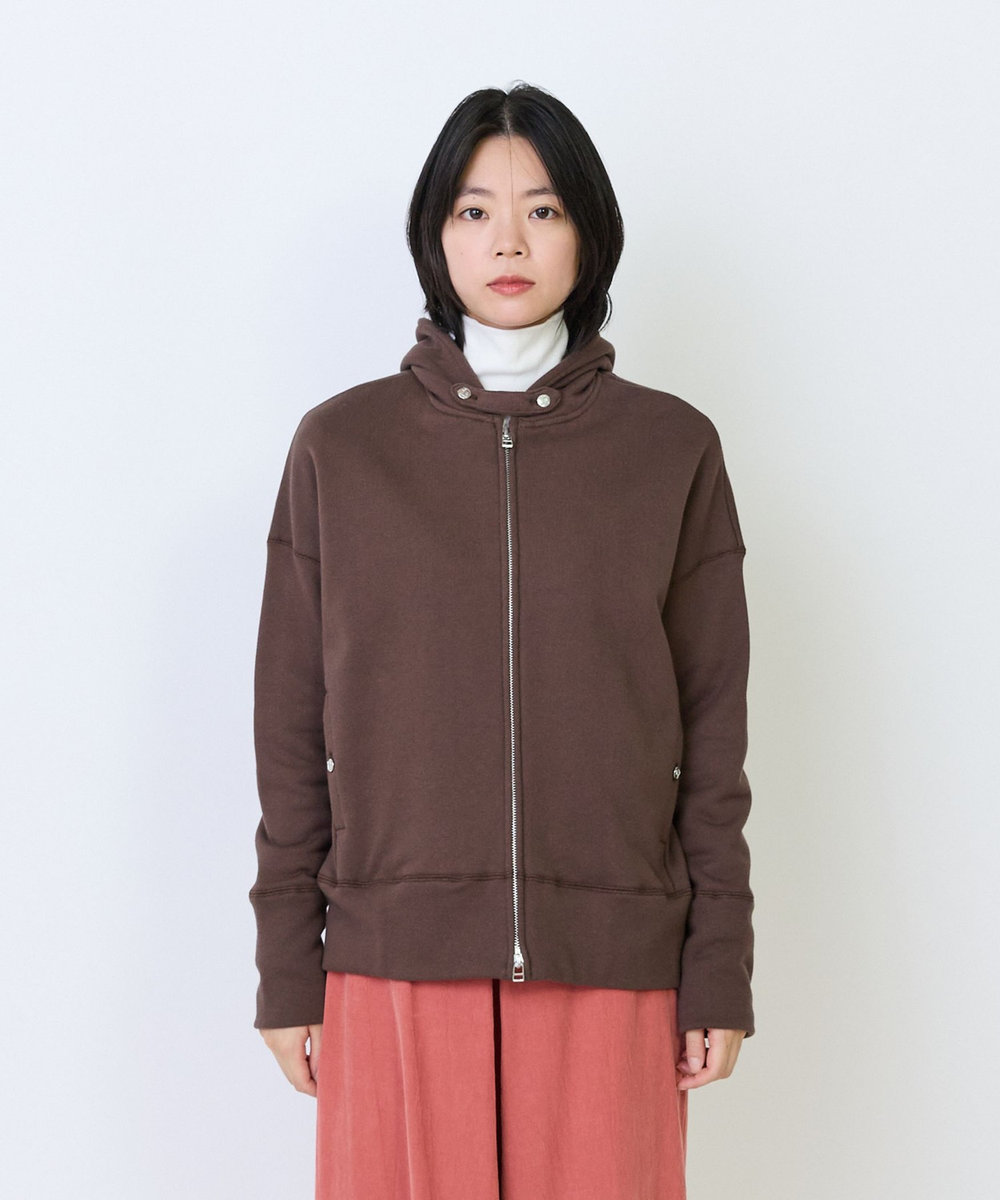LOISIR 度詰め裏毛ジップフーディ ブラウン