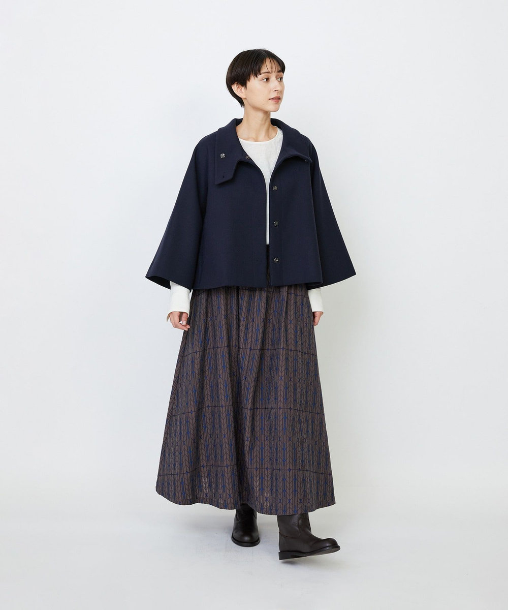 LOISIR Aラインショートジャケット ネイビー