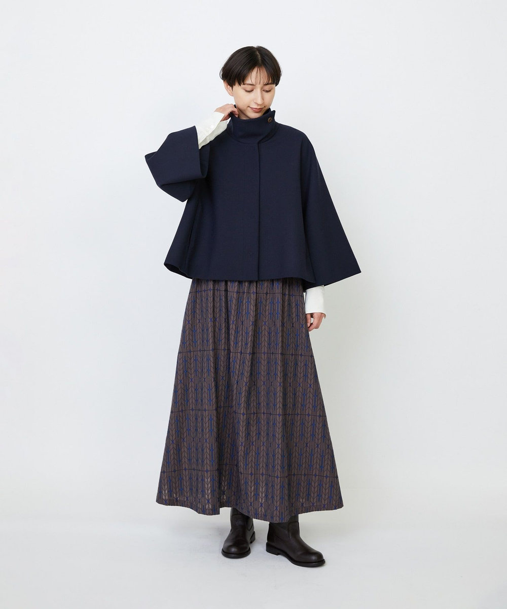 LOISIR Aラインショートジャケット ネイビー