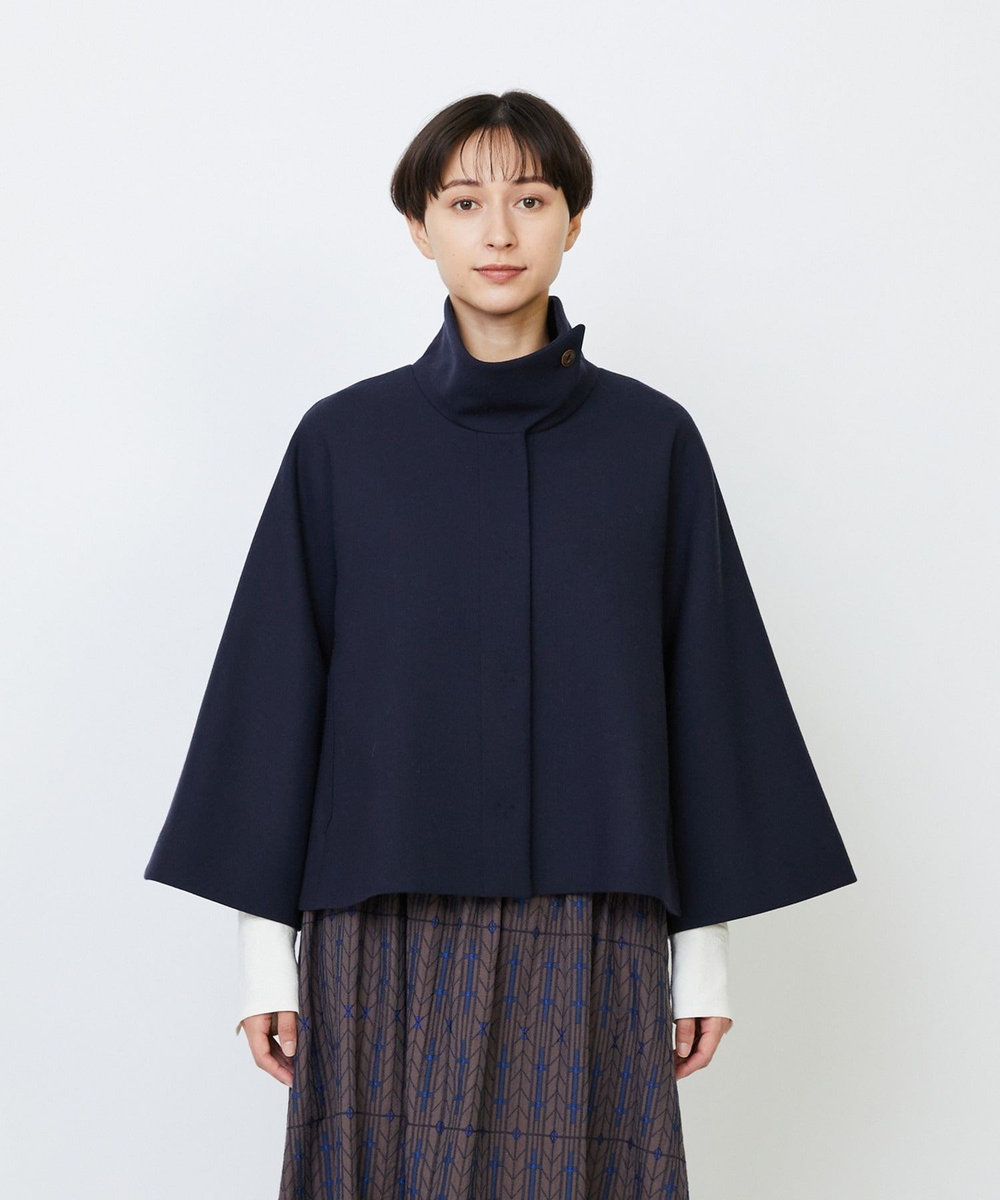 LOISIR Aラインショートジャケット ネイビー